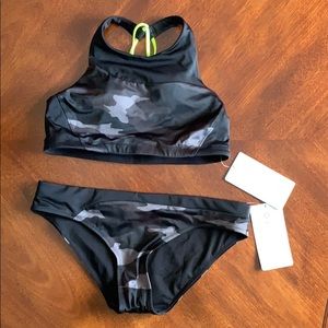 Athleta Freestyle Camo High Neck Bikini Swimsuit